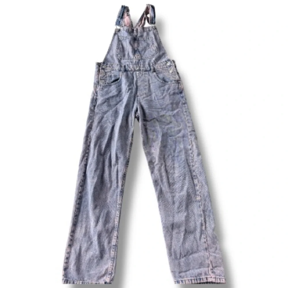 Free People Ziggy Straight Leg Denim Overalls in Pink Dreams Size XS
